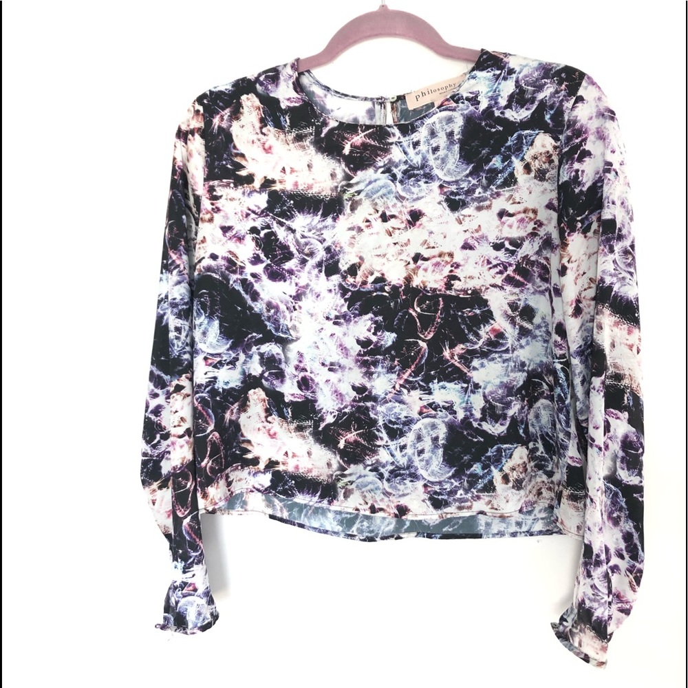Philosophy  Abstract Purple Long sleeves Shirt Top